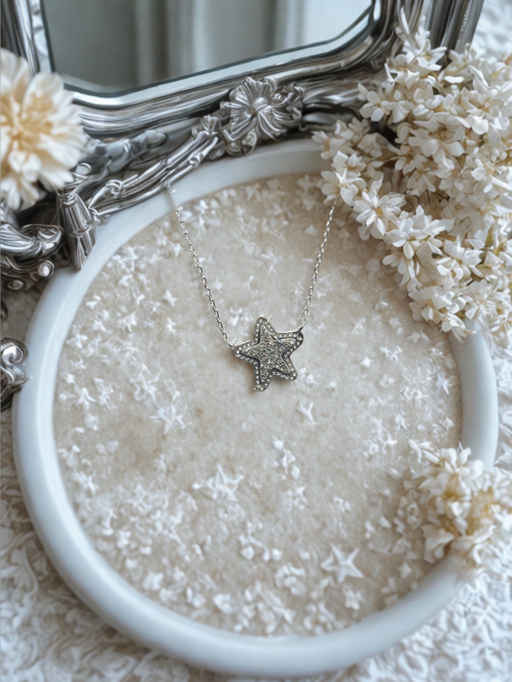 🩶KENDRA SCOTT🩶Jae Star Rhodium Plated  Platinum Drusy Pendant Necklace/NIP